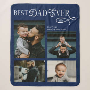 Best Dad Ever 4 Photos Modern Fathers Day Gifts Sherpa Blanket