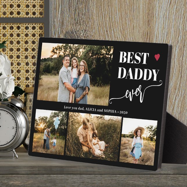 Best dad ever 4 photos personalized black plaque (Creator Uploaded)
