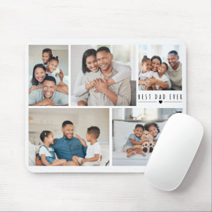 Best Dad Ever 5 Photo Collage Grid Personalised Mouse Mat