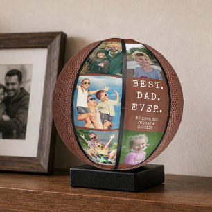 BEST DAD EVER 5 Photos Personalised Custom Mini Basketball