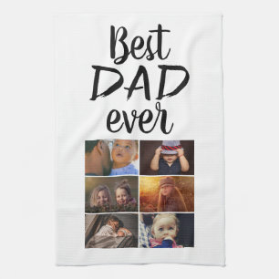 Best Dad Ever 6 Photo Collage Family Photo  Tea Towel