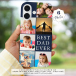 BEST DAD EVER 6 Photo Collage Navy Blue<br><div class="desc">Create a BEST DAD EVER photo cell phone case featuring an easy-to-upload photo collage template with 6 pictures in your choice of colours (shown with white text on a navy blue background). Choose another font style and all colours in EDIT. PHONE OPTIONS: The sample is shown on the Apple iPhone...</div>