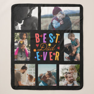Best Dad Ever 7 Photo Collage Sherpa Blanket