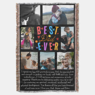 Best Dad Ever 7 Photo Collage Throw Blanket