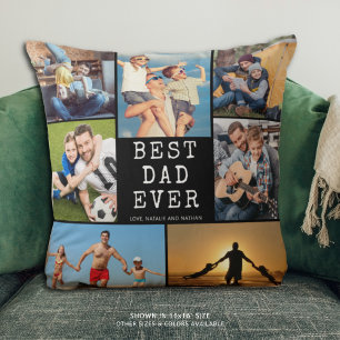 BEST DAD EVER 7 Photo Collage Your Colour Cushion