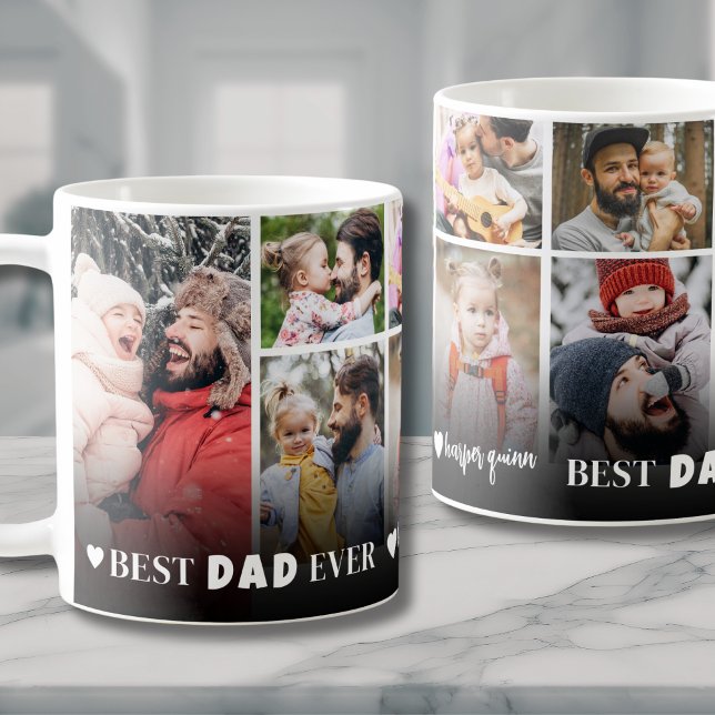 Best Dad Ever 8 Photo Collage Fathers Day Coffee Mug (Best Dad Ever 8 Photo Collage Fathers Day Coffee Mug )