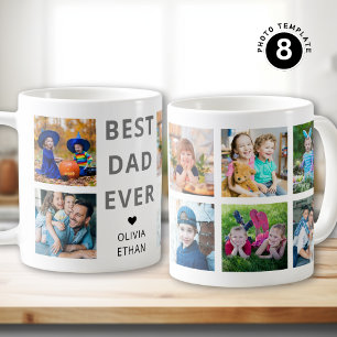 Best Dad Ever 8 Photo Collage Personalized White Coffee Mug