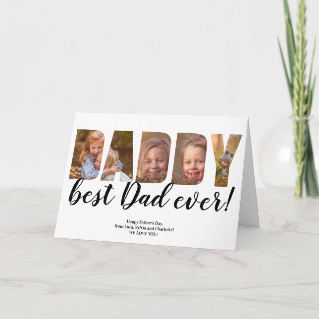 Best Dad ever 8 photos collage grid fathers day Card (Front)