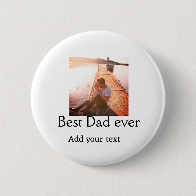 Best dad ever add name image fathers day text mess 6 cm round badge (Front)