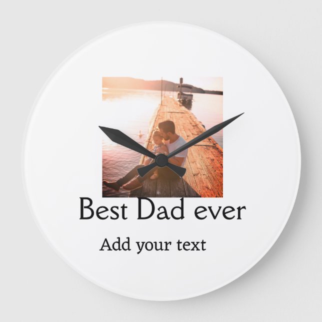 Best dad ever add name image fathers day text mess large clock (Front)