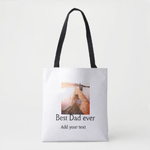Best dad ever add name image fathers day text mess tote bag