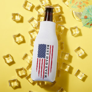 Best Dad Ever American Flag Bottle Cooler