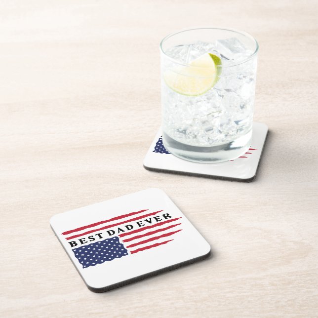 Best Dad Ever American Flag Coaster (Right Side)