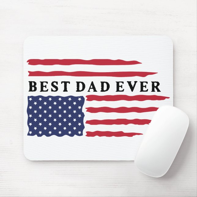 Best Dad Ever American Flag Mouse Mat (With Mouse)