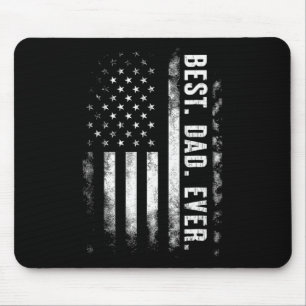 Best Dad Ever American Flag Vintage Back White Fat Mouse Mat