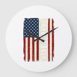 Best Dad Ever American Flag Vintage Vector Shirt_1 Large Clock