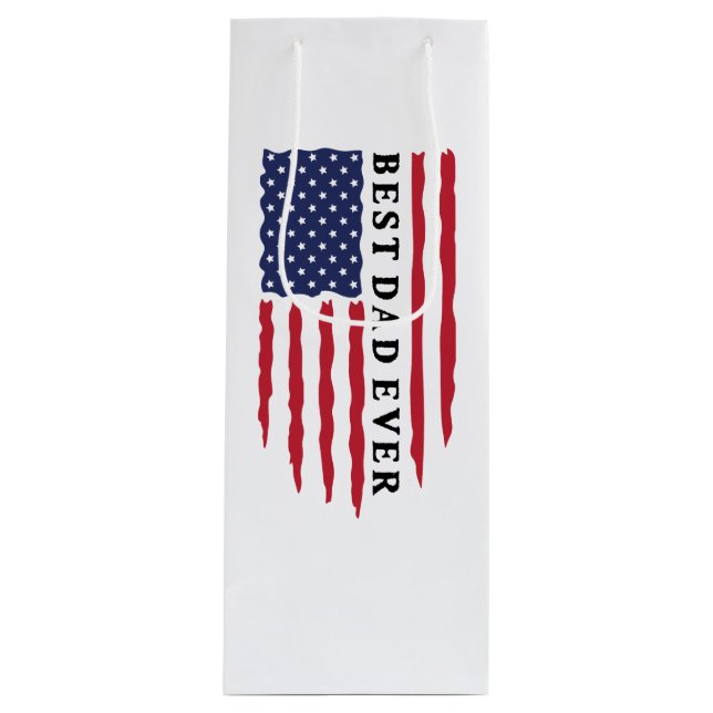 Best Dad Ever American Flag Wine Gift Bag (Front)