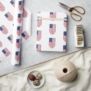 Best Dad Ever American Flag Wrapping Paper