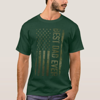 Best dad Ever American Military Camoue Flag Gift F T-Shirt