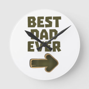 Best Dad Ever Arrow Graphic Logo Round Clock