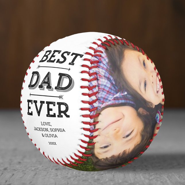 Best Dad Ever Arrows Custom Personalised Photo Baseball (Creator Uploaded)