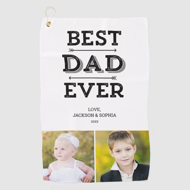 Best Dad Ever Arrows Custom Personalised Photo Golf Towel (Front)