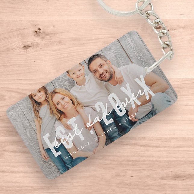 Best Dad Ever Athletic Modern Photo Father's Day Key Ring (Creator Uploaded)