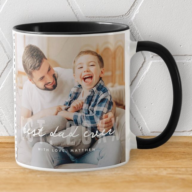 Best Dad Ever Athletic Modern Photo Father's Day Mug (Creator Uploaded)