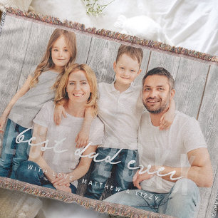 Best Dad Ever Athletic Modern Photo Father's Day Throw Blanket
