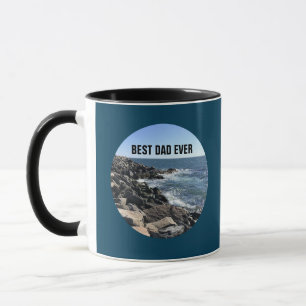 Best Dad Ever Atlantic Ocean Rocky Shore Blue Mug