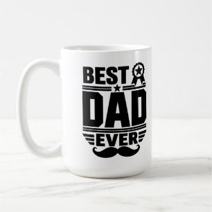 Best Dad Ever Award Ribbon Moustache Gift Coffee Mug