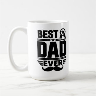 Best Dad Ever Award Ribbon Moustache Gift Coffee Mug