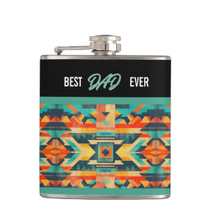Best Dad Ever - Aztec Native American  Hip Flask