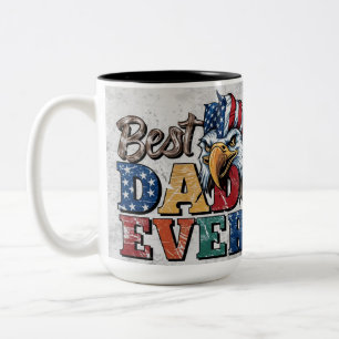 Best Dad Ever Bald Eagle Design Two-Tone Coffee Mug