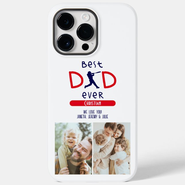 Best Dad Ever Baseball Family Photos Fathers Day Case-Mate iPhone Case (Back)
