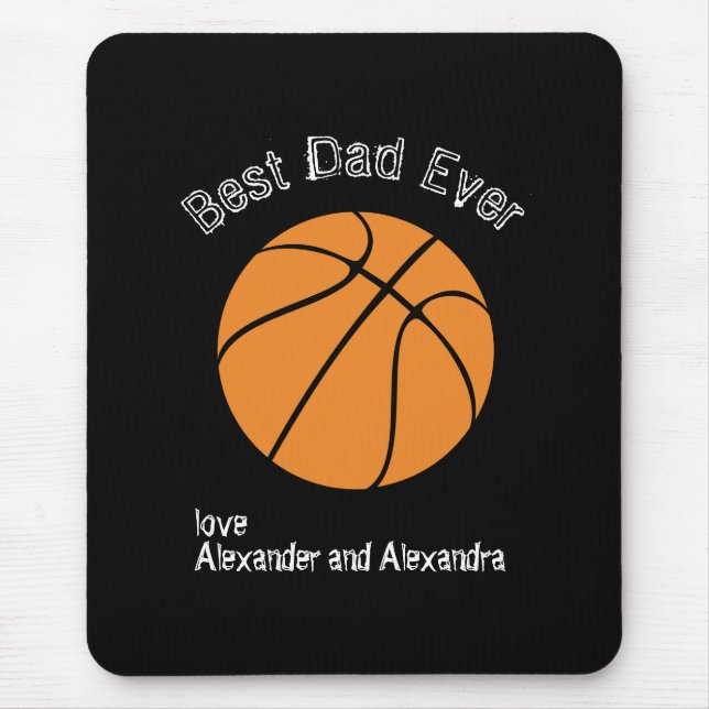 Best Dad Ever Basketball  Distressed text  Mouse Mat (Front)