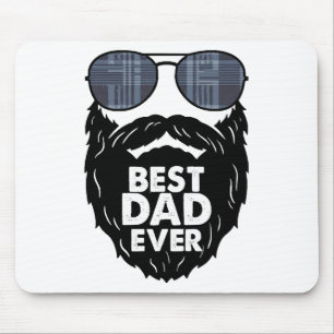 Best Dad ever; beard; bearded Dad; sunglasses; bla Mouse Mat