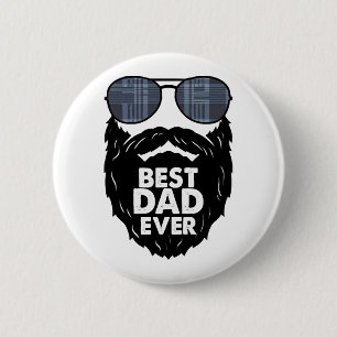 Best Dad ever beard bearded Dad sunglasses black 6 Cm Round Badge