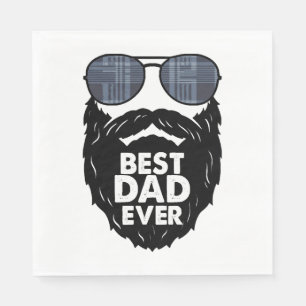 Best Dad ever beard bearded Dad sunglasses black Napkin