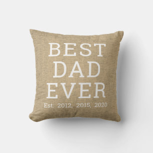 Best Dad Ever Beige Linen Father's Day Cushion
