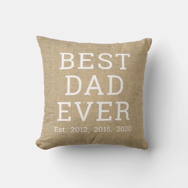 Best Dad Ever Beige Linen Father's Day Cushion (Front)