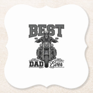 Best Dad Ever Biker Vintage Engraving T-Shirt_1 Paper Coaster