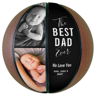 Best Dad Ever Black 2 Photo Modern Name Script Basketball