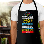Best Dad Ever Black All-Over Print Apron<br><div class="desc">Black apron is personalised with "Best Dad Ever",  his name and the words "I like my Racks Big and My Meat Rubbed." Great for father's day or his birthday.</div>