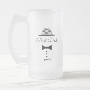 Best Dad Ever , Black and White Frosted Glass Beer Mug