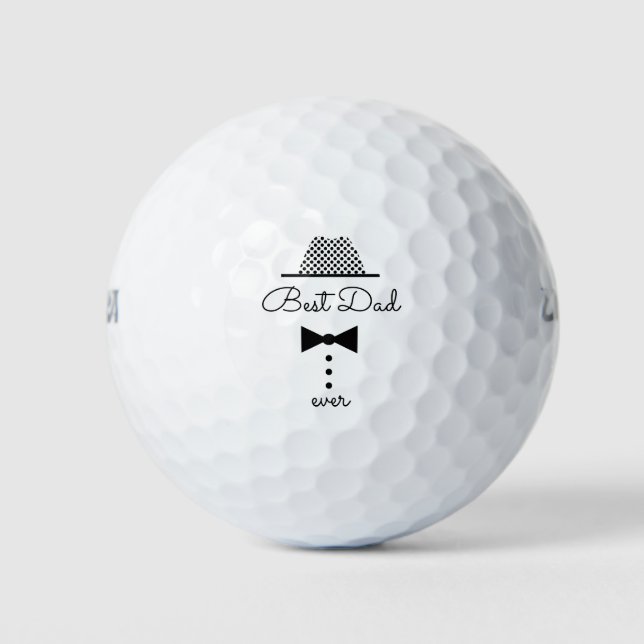 Best Dad Ever Black and White Golf Balls (Front)