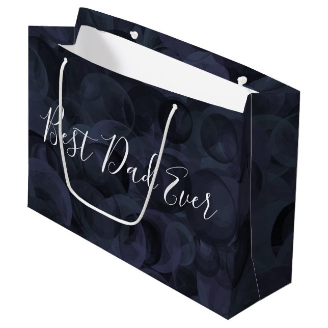 Best Dad Ever Black Christmas Large Gift Bag (Front Angled)
