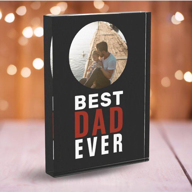 Best Dad Ever Black Custom Photo Block (Creator Uploaded)