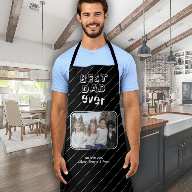 Best Dad Ever Black Custom Photo Keepsake  Apron (Creator Uploaded)