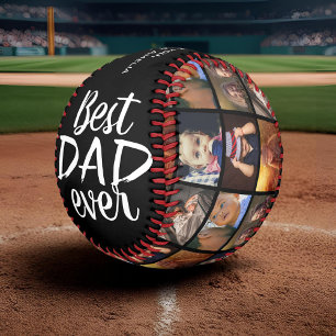 Best Dad Ever Black Father`s Day 6 Photo Collage Baseball